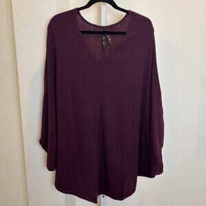 Melissa McCarthy Seven Eggplant Purple Knit Poncho Plus Size 1X